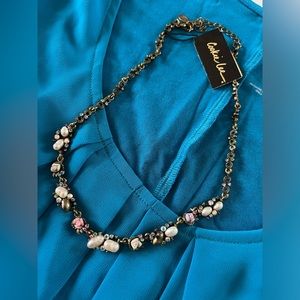 Cookie Lee Genuine Fresh Water Pearl Porcelain Flower Necklace
